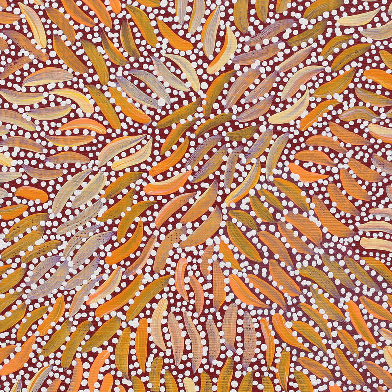 Aboriginal Artwork by Chantelle Nampijinpa Robertson, Ngapa Jukurrpa (Water Dreaming) - Puyurru, 30x30cm