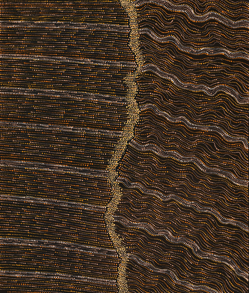 Aboriginal Artwork by Chantelle Nampijinpa Robertson, Ngapa Jukurrpa (Water Dreaming) - Puyurru, 107x91cm