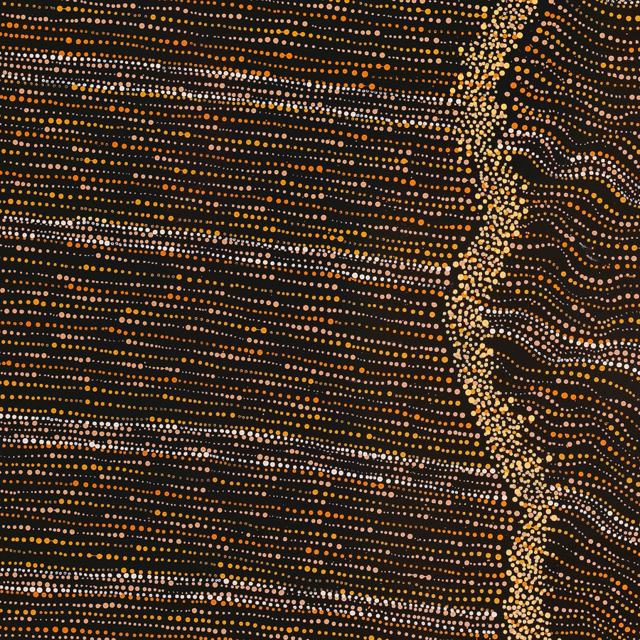 Aboriginal Artwork by Chantelle Nampijinpa Robertson, Ngapa Jukurrpa (Water Dreaming) - Puyurru, 107x91cm