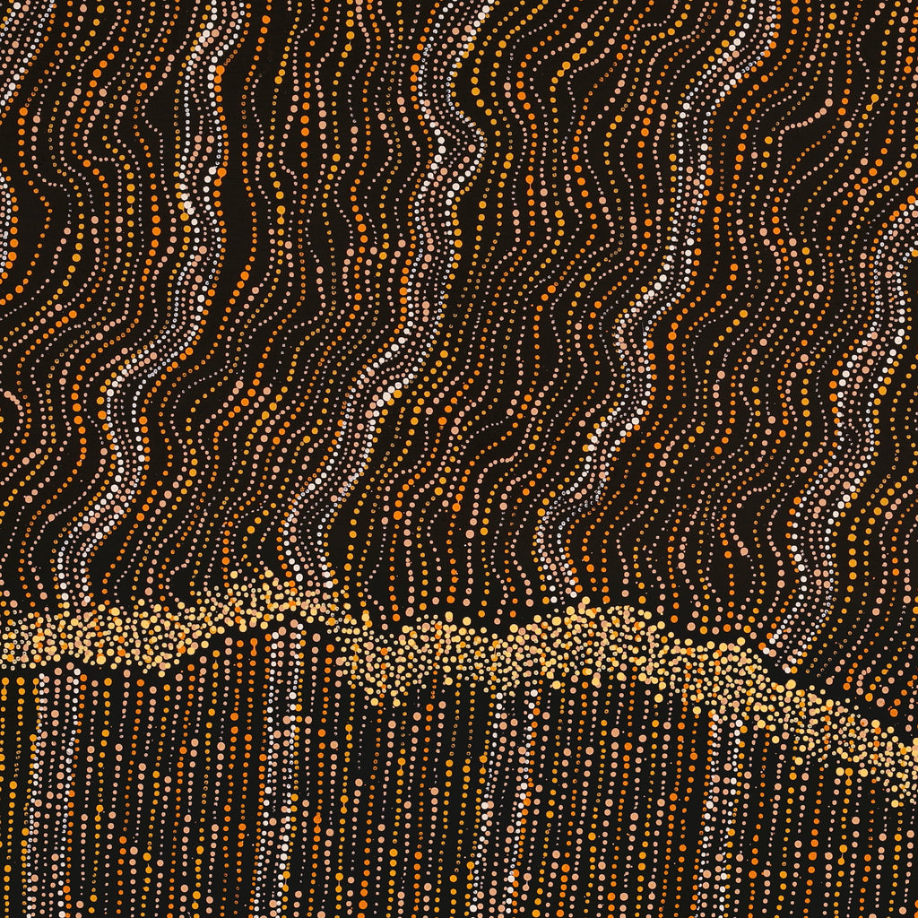 Aboriginal Artwork by Chantelle Nampijinpa Robertson, Ngapa Jukurrpa (Water Dreaming) - Puyurru, 107x91cm