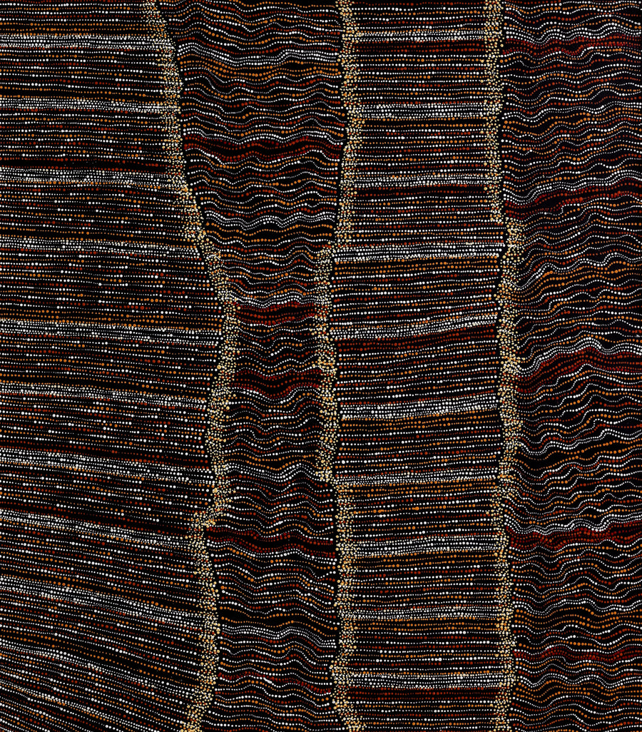 Aboriginal Artwork by Chantelle Nampijinpa Robertson, Ngapa Jukurrpa (Water Dreaming) - Puyurru, 122x107cm