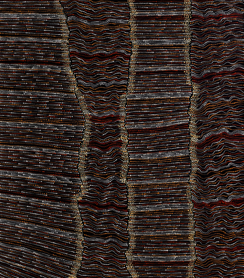 Aboriginal Artwork by Chantelle Nampijinpa Robertson, Ngapa Jukurrpa (Water Dreaming) - Puyurru, 122x107cm