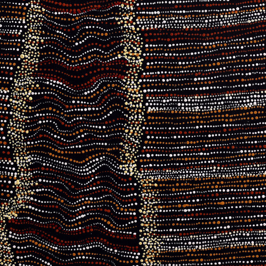 Aboriginal Artwork by Chantelle Nampijinpa Robertson, Ngapa Jukurrpa (Water Dreaming) - Puyurru, 122x107cm
