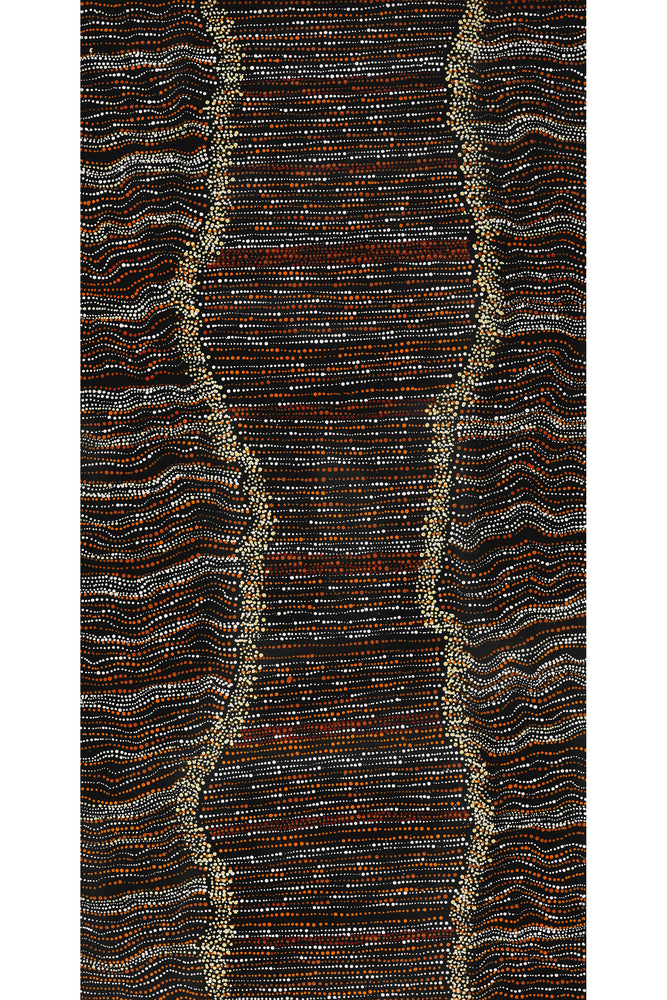 Aboriginal Artwork by Chantelle Nampijinpa Robertson, Ngapa Jukurrpa (Water Dreaming) - Puyurru, 122x61cm