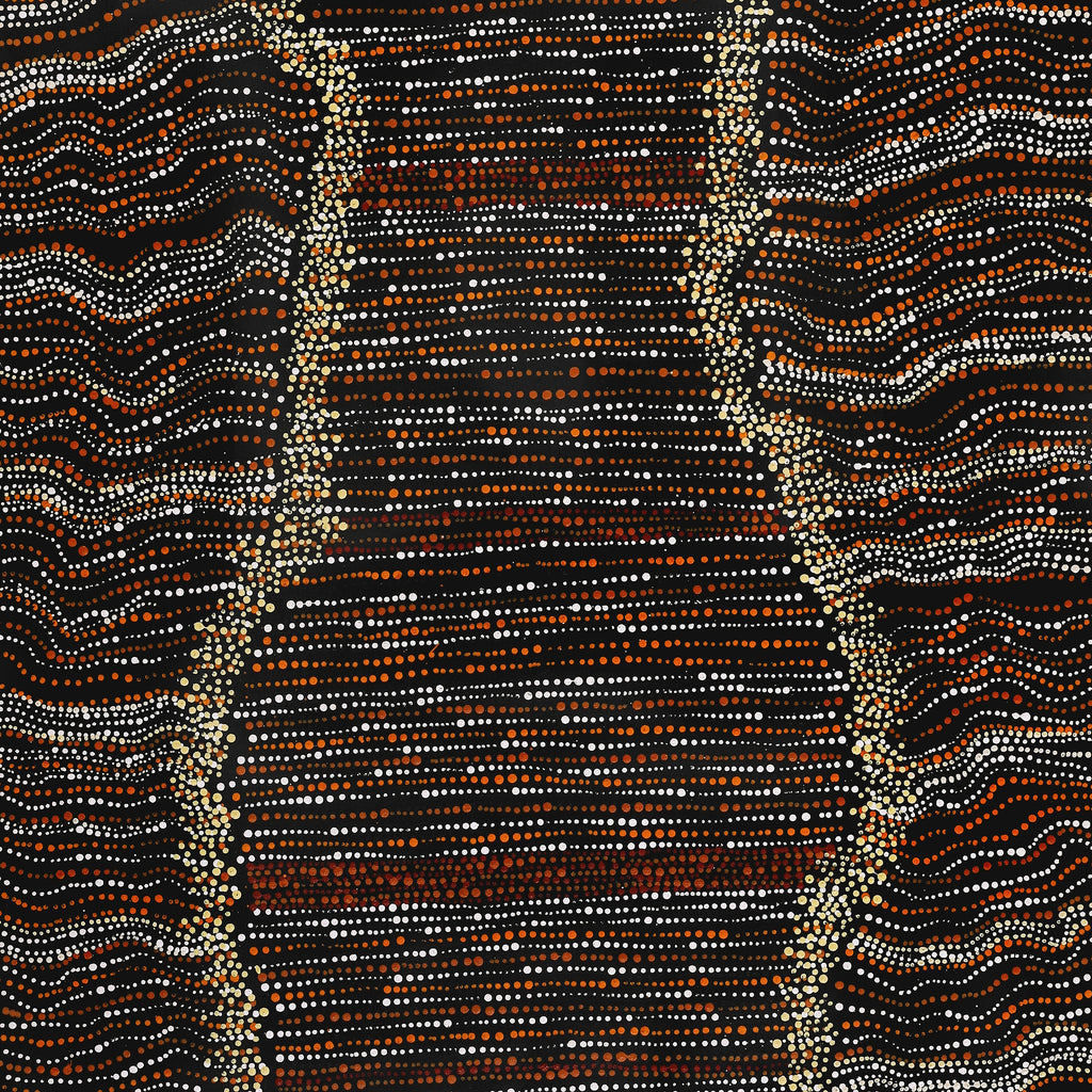 Aboriginal Artwork by Chantelle Nampijinpa Robertson, Ngapa Jukurrpa (Water Dreaming) - Puyurru, 122x61cm