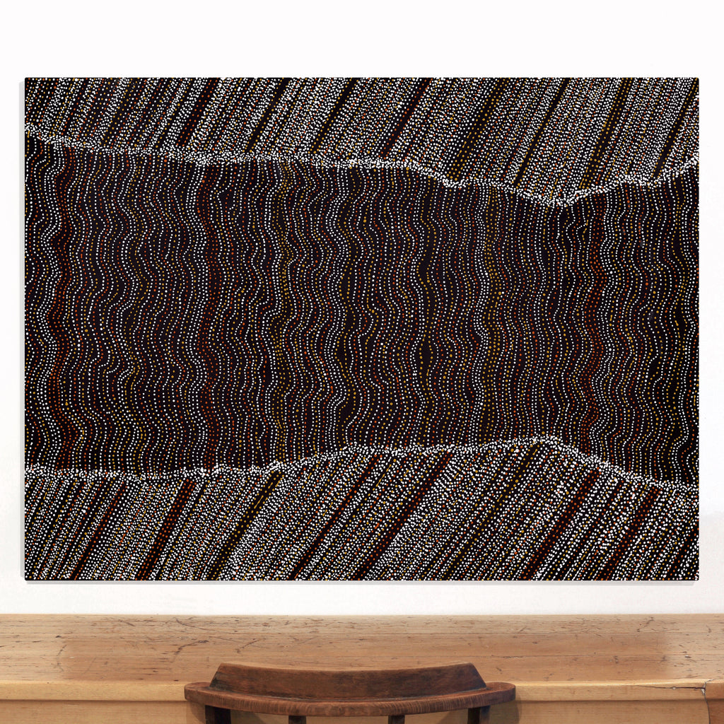 Aboriginal Artwork by Chantelle Nampijinpa Robertson, Ngapa Jukurrpa (Water Dreaming) - Puyurru, 122x91cm