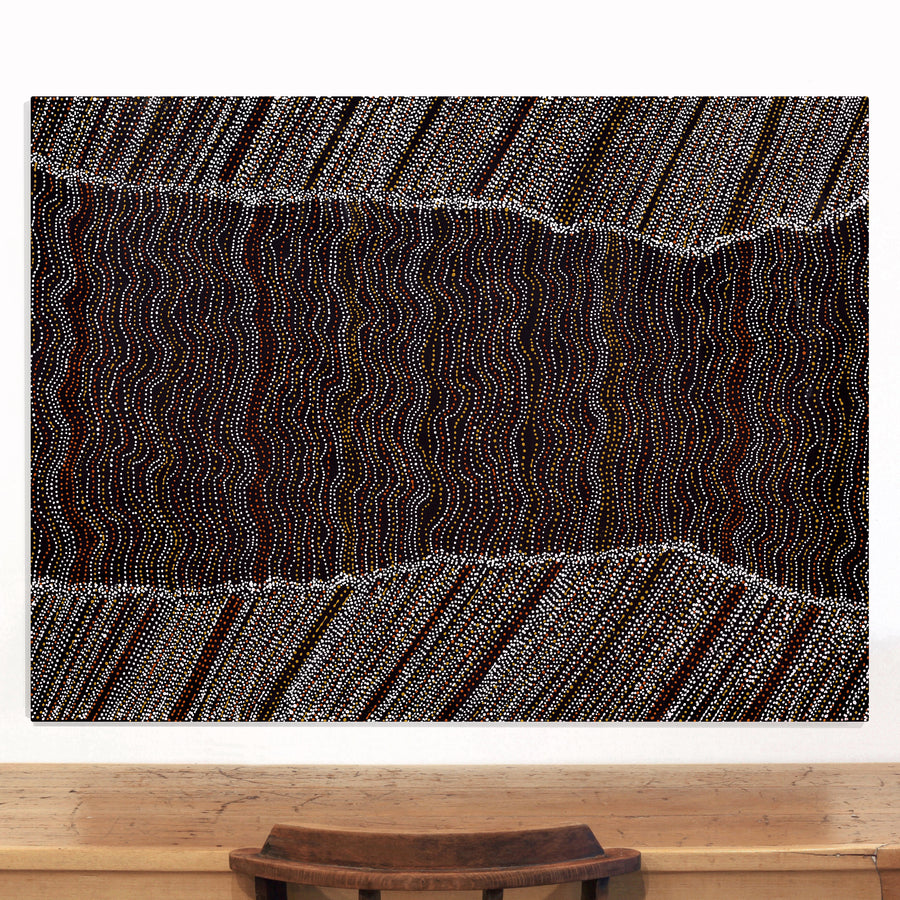 Aboriginal Artwork by Chantelle Nampijinpa Robertson, Ngapa Jukurrpa (Water Dreaming) - Puyurru, 122x91cm