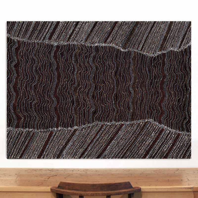 Aboriginal Artwork by Chantelle Nampijinpa Robertson, Ngapa Jukurrpa (Water Dreaming) - Puyurru, 122x91cm