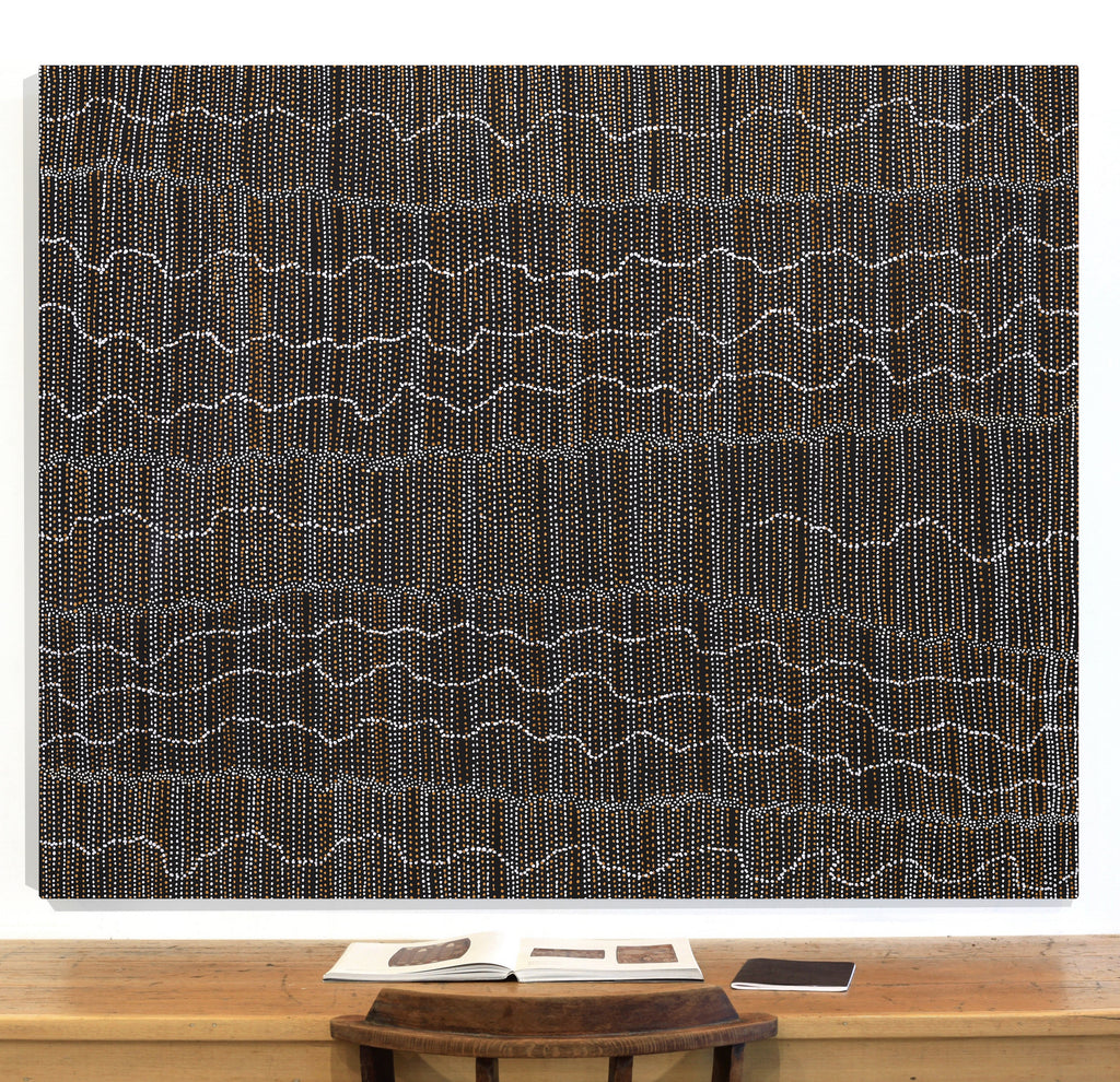 Aboriginal Artwork by Chantelle Nampijinpa Robertson, Ngapa Jukurrpa (Water Dreaming) - Puyurru, 152x122cm