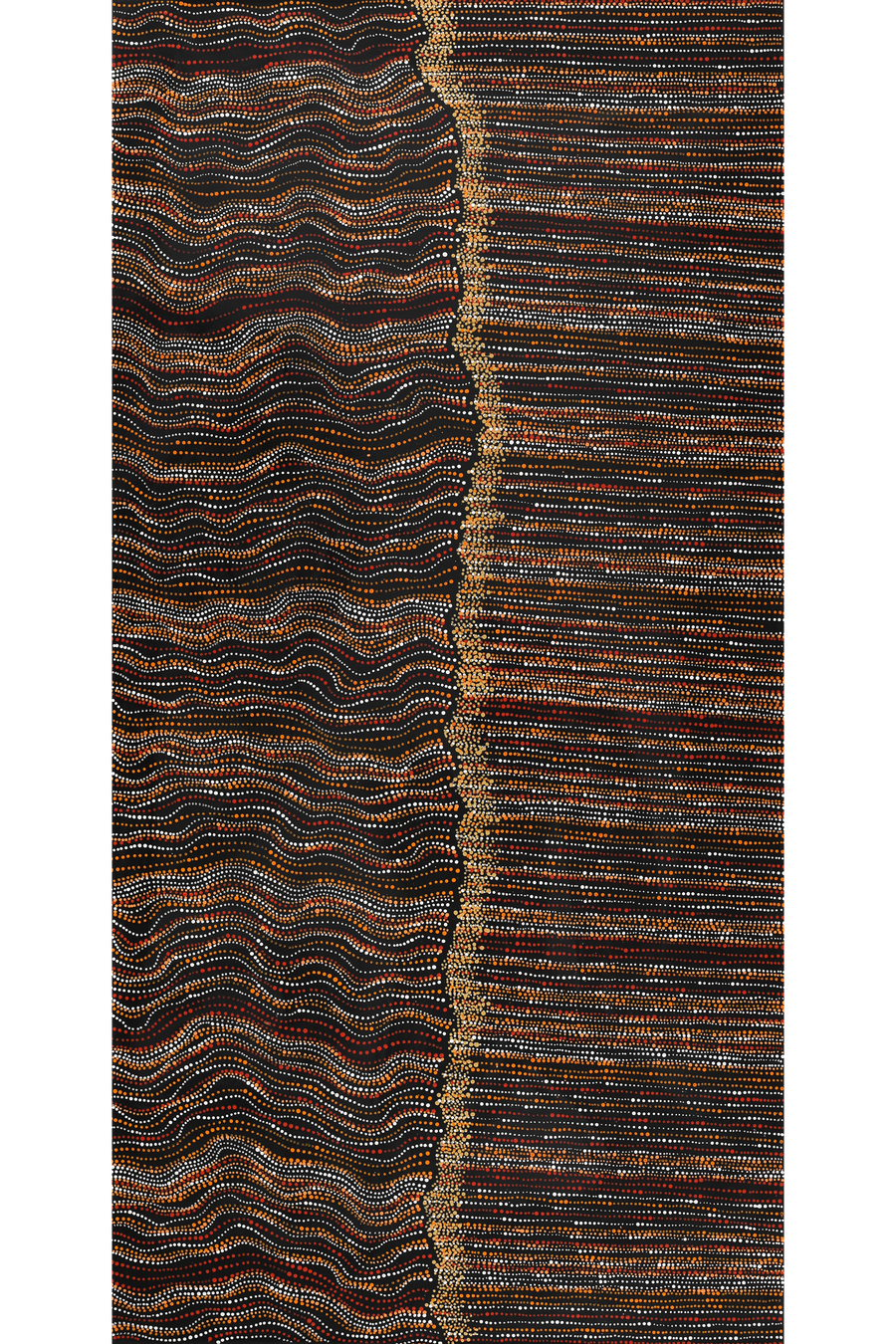Aboriginal Artwork by Chantelle Nampijinpa Robertson, Ngapa Jukurrpa (Water Dreaming) - Puyurru, 152x76cm
