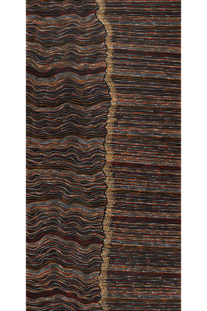 Aboriginal Artwork by Chantelle Nampijinpa Robertson, Ngapa Jukurrpa (Water Dreaming) - Puyurru, 152x76cm