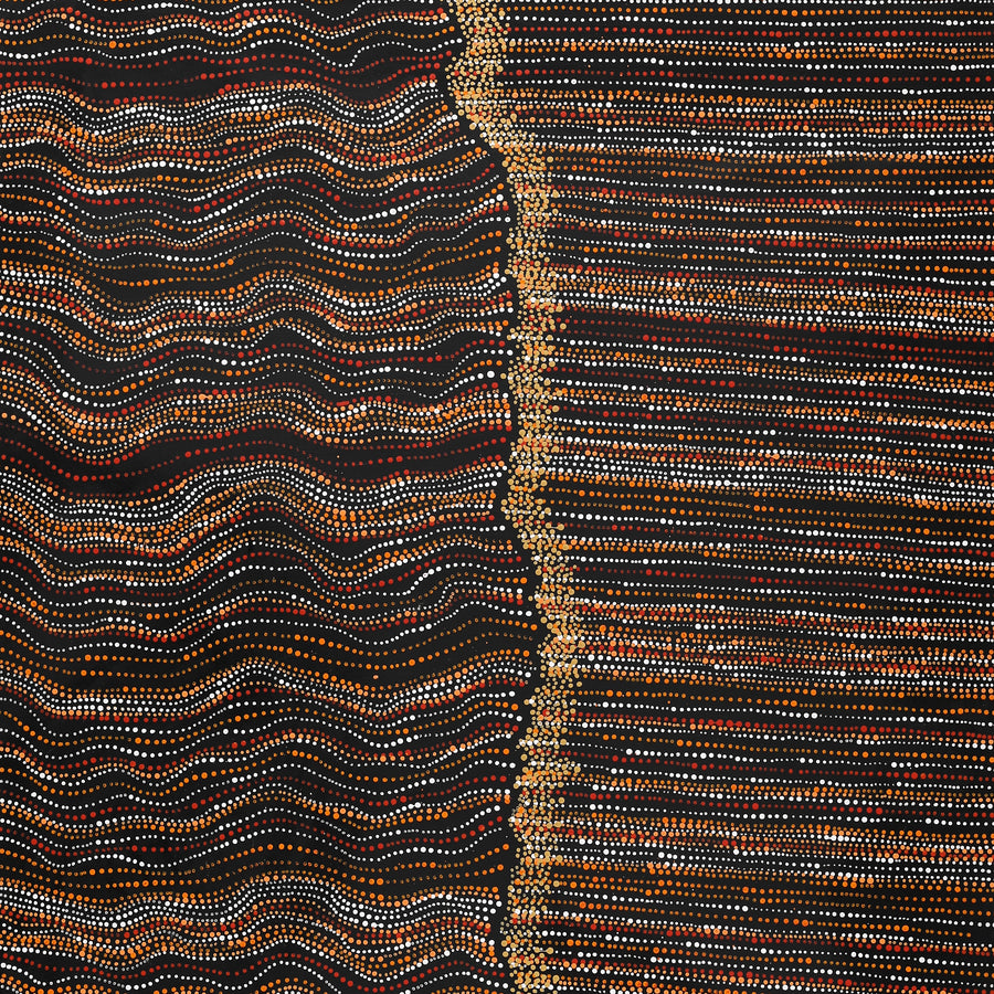 Aboriginal Artwork by Chantelle Nampijinpa Robertson, Ngapa Jukurrpa (Water Dreaming) - Puyurru, 152x76cm