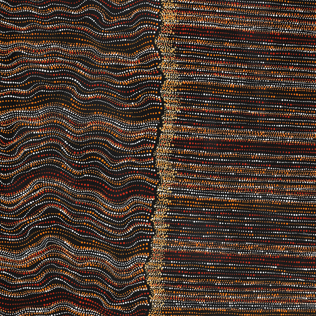 Aboriginal Artwork by Chantelle Nampijinpa Robertson, Ngapa Jukurrpa (Water Dreaming) - Puyurru, 152x76cm