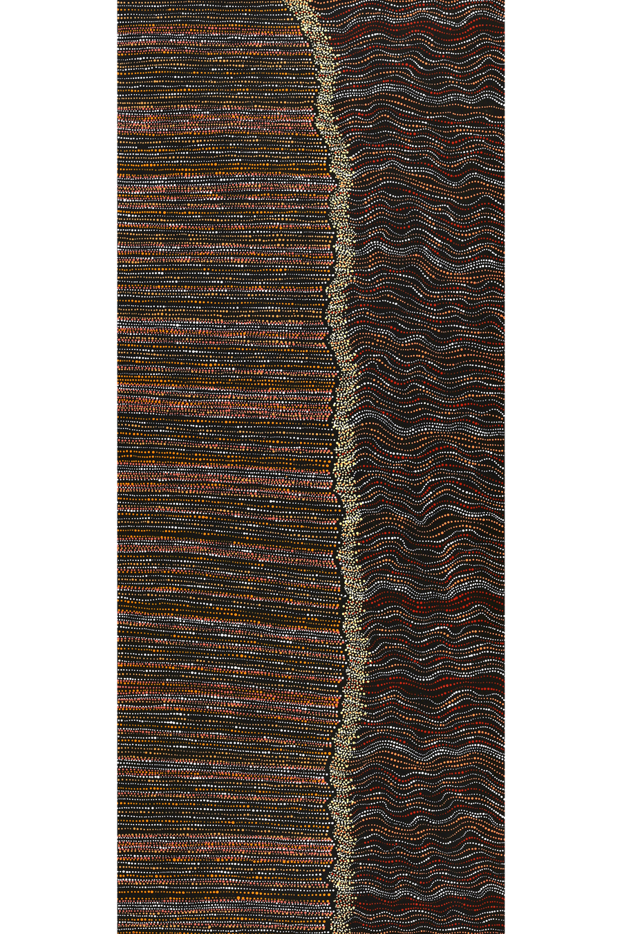 Aboriginal Artwork by Chantelle Nampijinpa Robertson, Ngapa Jukurrpa (Water Dreaming) - Puyurru, 182x76cm