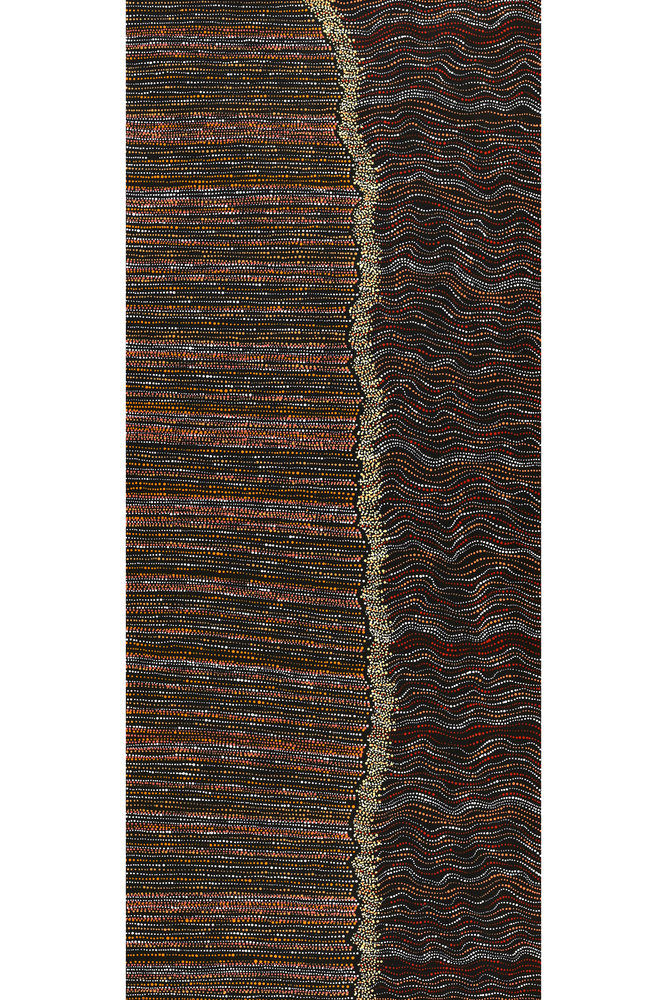 Aboriginal Artwork by Chantelle Nampijinpa Robertson, Ngapa Jukurrpa (Water Dreaming) - Puyurru, 182x76cm