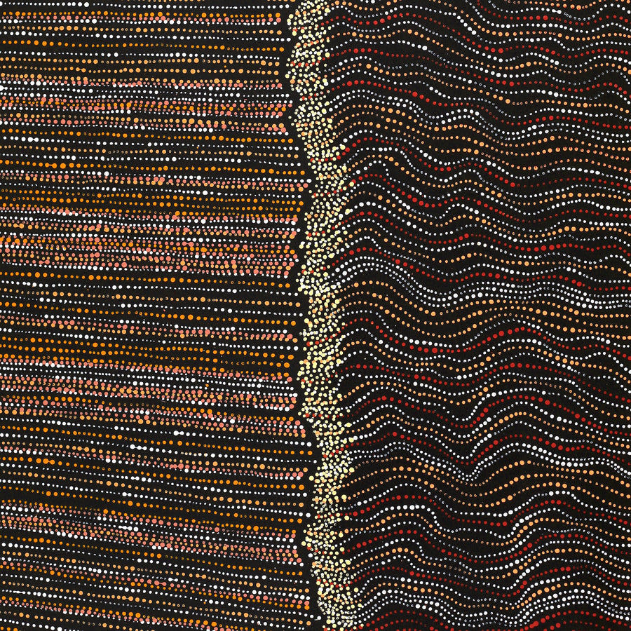 Aboriginal Artwork by Chantelle Nampijinpa Robertson, Ngapa Jukurrpa (Water Dreaming) - Puyurru, 182x76cm