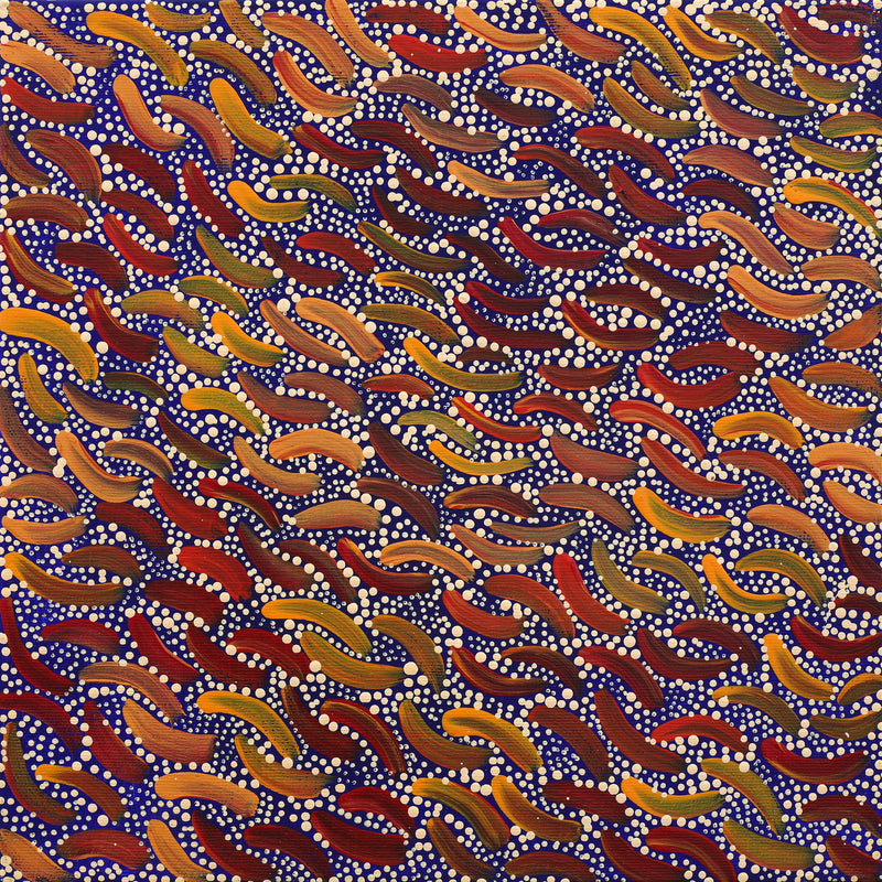 Aboriginal Artwork by Chantelle Nampijinpa Robertson, Ngapa Jukurrpa (Water Dreaming) - Puyurru, 30x30cm