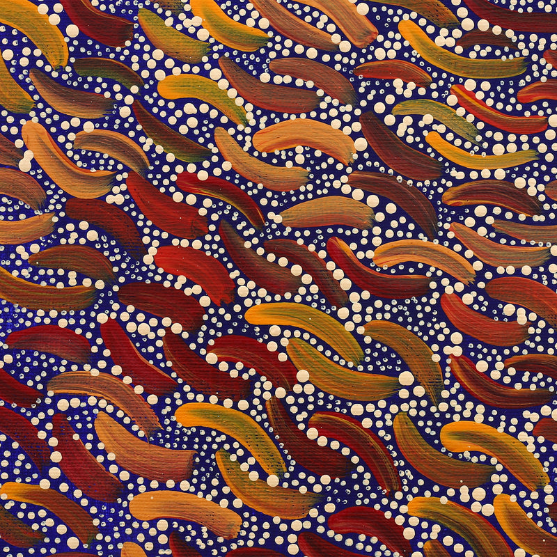 Aboriginal Artwork by Chantelle Nampijinpa Robertson, Ngapa Jukurrpa (Water Dreaming) - Puyurru, 30x30cm