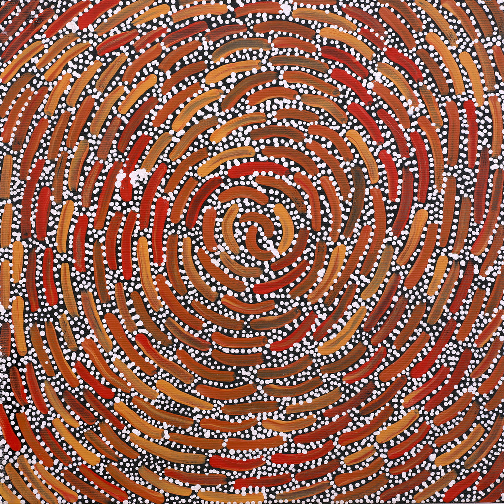 Aboriginal Artwork by Chantelle Nampijinpa Robertson, Ngapa Jukurrpa (Water Dreaming) - Puyurru, 30x30cm - ART ARK®