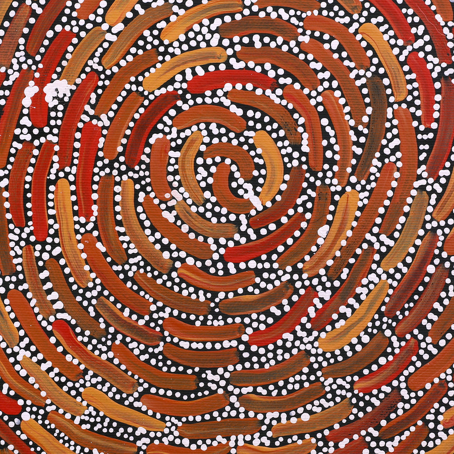 Aboriginal Artwork by Chantelle Nampijinpa Robertson, Ngapa Jukurrpa (Water Dreaming) - Puyurru, 30x30cm