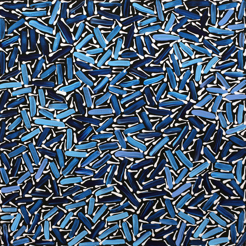 Aboriginal Artwork by Chantelle Nampijinpa Robertson, Ngapa Jukurrpa (Water Dreaming) - Puyurru, 30x30cm