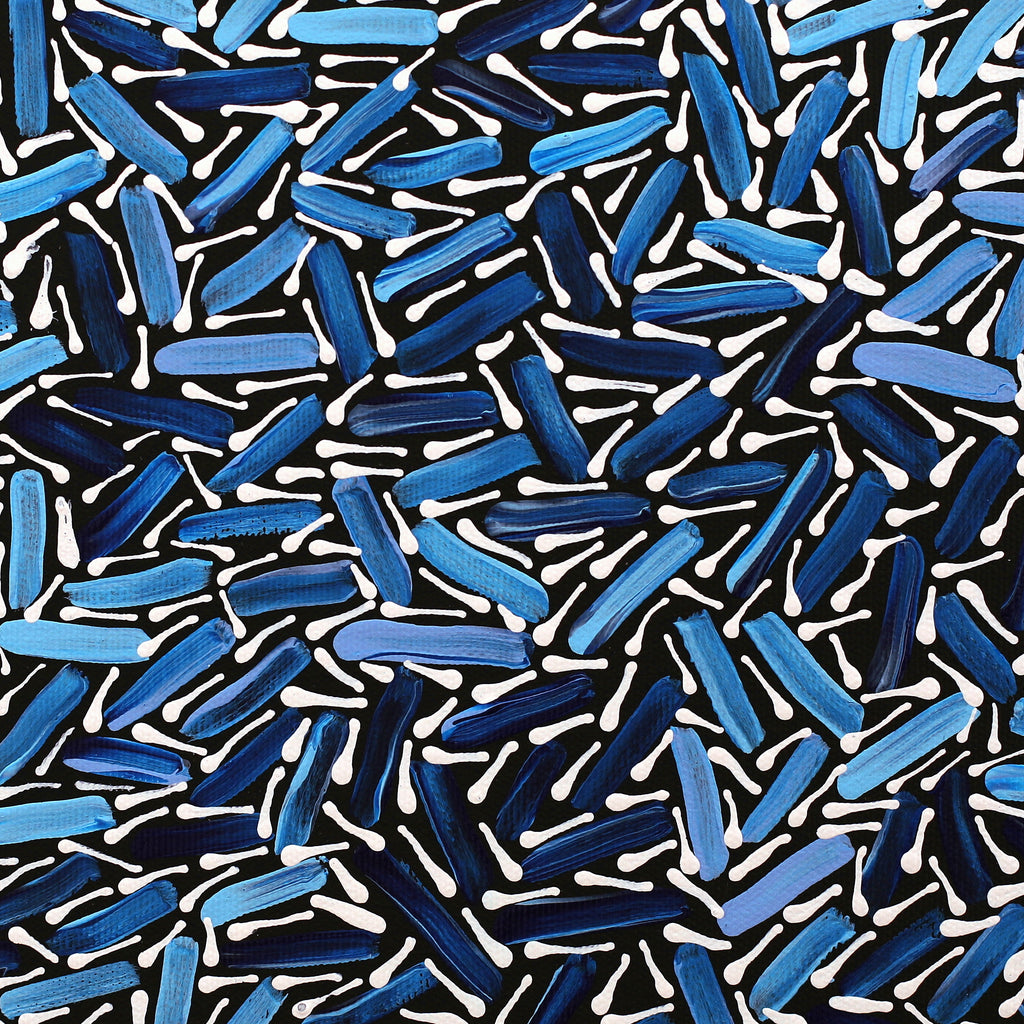 Aboriginal Artwork by Chantelle Nampijinpa Robertson, Ngapa Jukurrpa (Water Dreaming) - Puyurru, 30x30cm