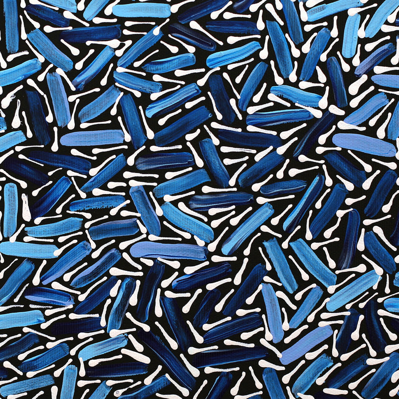 Aboriginal Artwork by Chantelle Nampijinpa Robertson, Ngapa Jukurrpa (Water Dreaming) - Puyurru, 30x30cm
