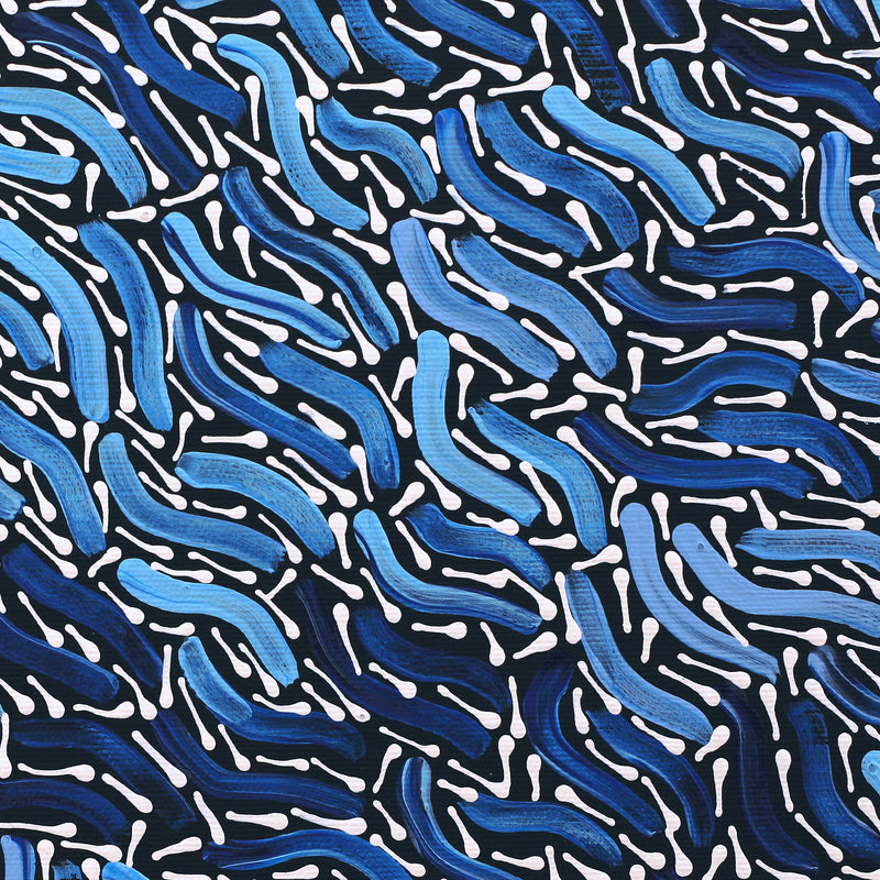 Aboriginal Artwork by Chantelle Nampijinpa Robertson, Ngapa Jukurrpa (Water Dreaming) - Puyurru, 30x30cm