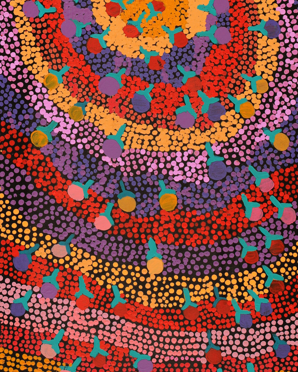 Aboriginal Artwork by Charlene Napanangka Marshall, Wanakiji Jukurrpa (Bush Tomato Dreaming), 107x30cm
