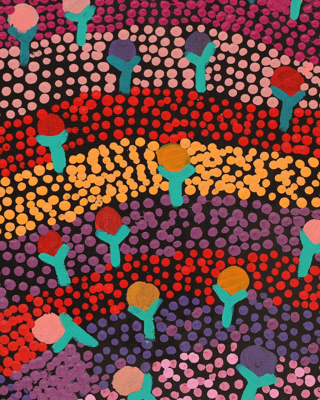 Aboriginal Artwork by Charlene Napanangka Marshall, Wanakiji Jukurrpa (Bush Tomato Dreaming), 107x30cm