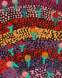 Aboriginal Artwork by Charlene Napanangka Marshall, Wanakiji Jukurrpa (Bush Tomato Dreaming), 107x30cm