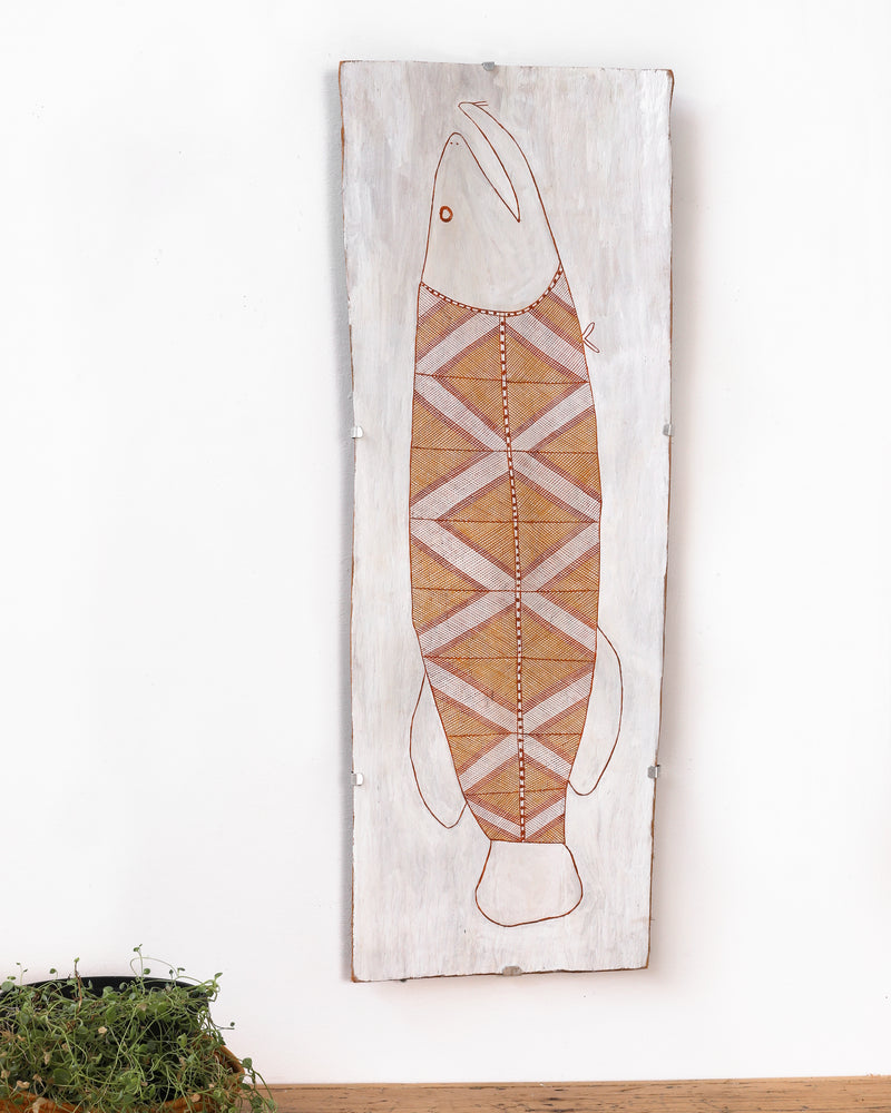 Aboriginal Artwork by Charlie Nangukwirrk Nanguwerr, Ngaldadmurrng, 95x33cm