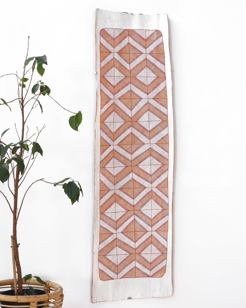 Aboriginal Artwork by Charlie Nangukwirrk Nanguwerr, Wak Wak, 137cm Bark