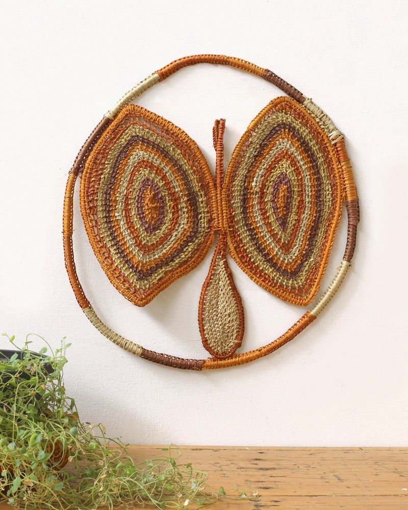 Aboriginal Artwork by Charmaine Ashley, Bonba (Butterfly) Weaving, 42x40cm