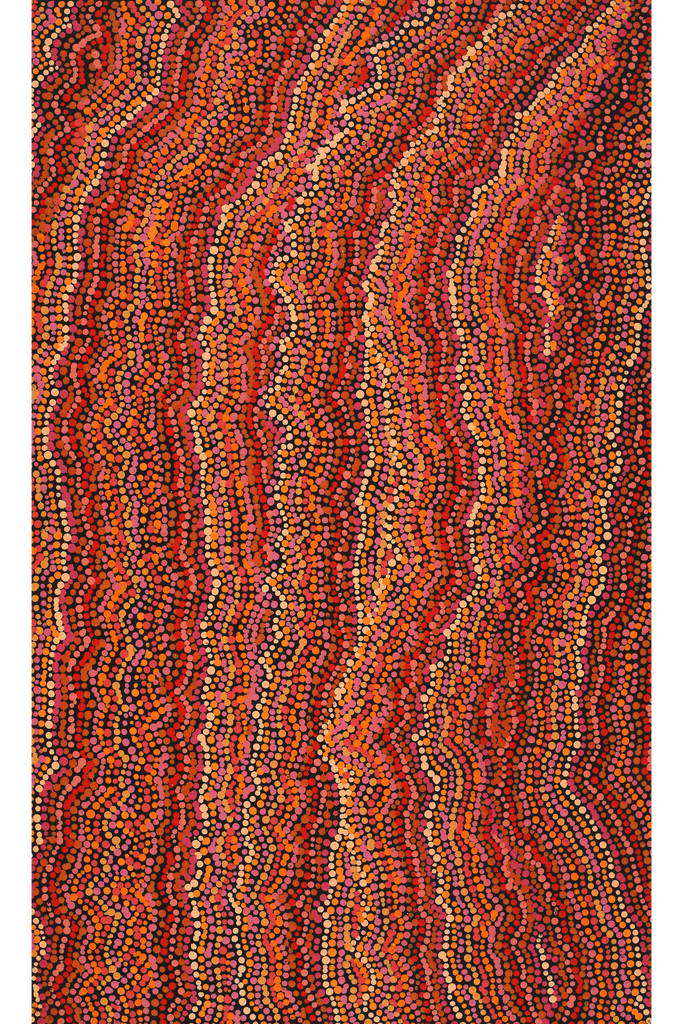 Aboriginal Artwork by Christine Nakamarra Curtis, Mina Mina Jukurrpa, 76x46cm