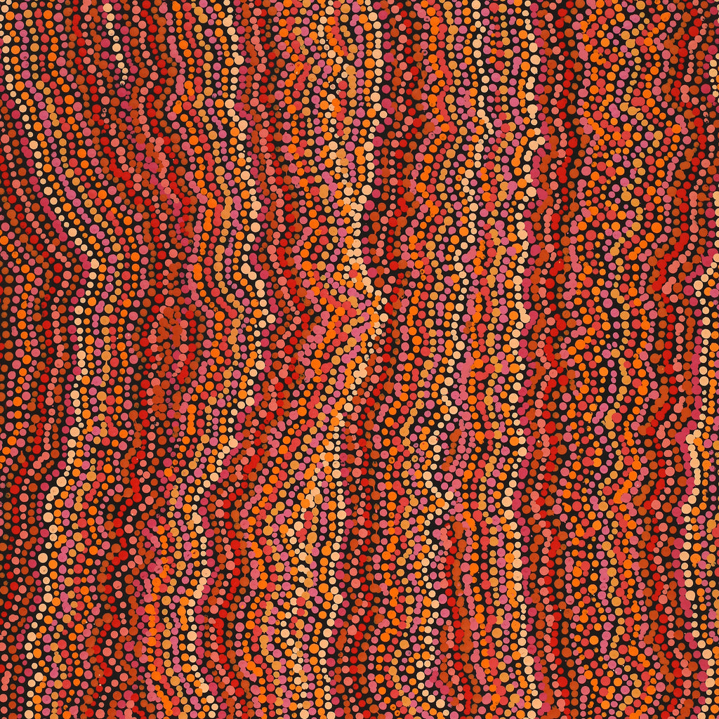 Aboriginal Artwork by Christine Nakamarra Curtis, Mina Mina Jukurrpa, 76x46cm