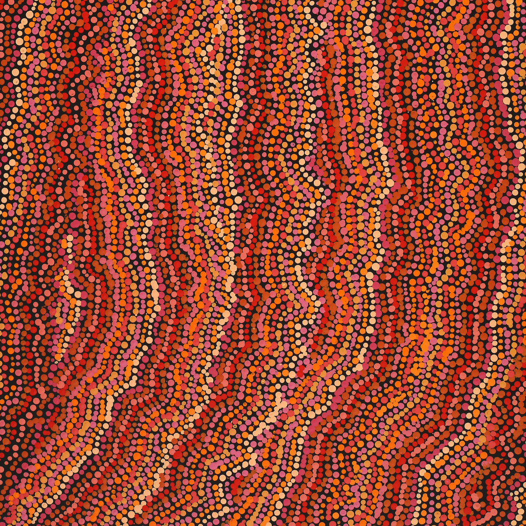 Aboriginal Artwork by Christine Nakamarra Curtis, Mina Mina Jukurrpa, 76x46cm