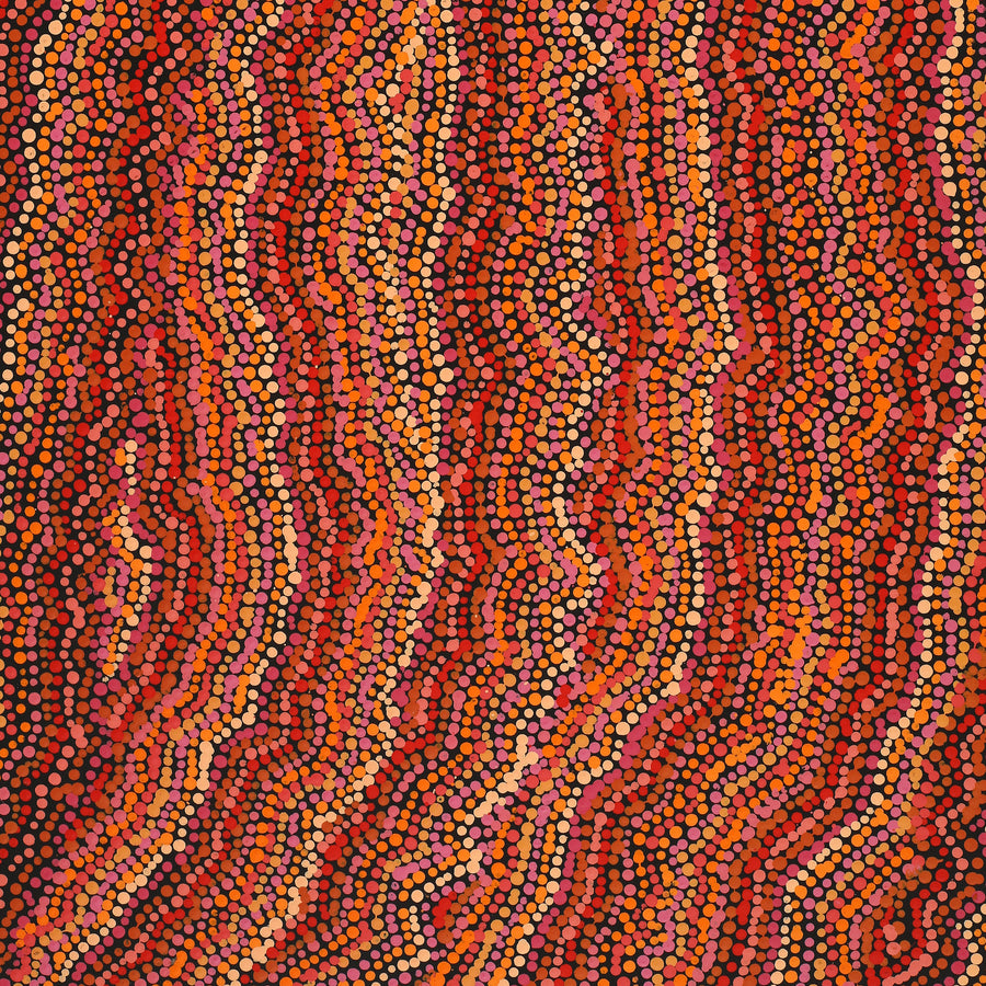 Aboriginal Artwork by Christine Nakamarra Curtis, Mina Mina Jukurrpa, 76x46cm