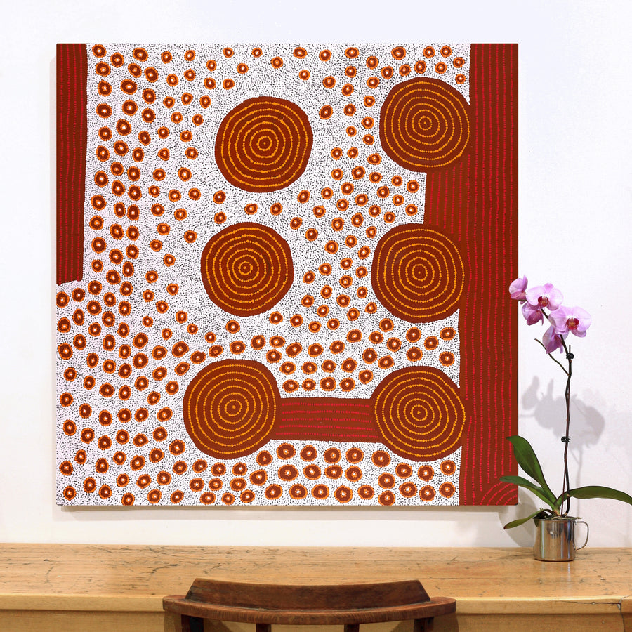 Aboriginal Artwork by Christine Nungarrayi Brown, Karnta Jukurrpa (Womens Dreaming), 107x107cm
