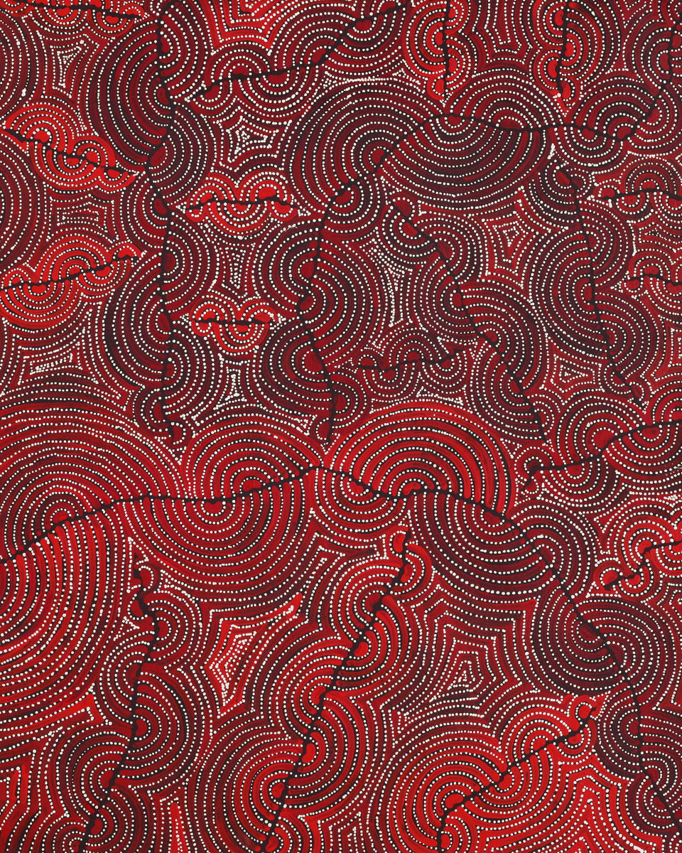 Aboriginal Artwork by Christine Nakamarra Curtis, Mina Mina Jukurrpa, 122x76cm