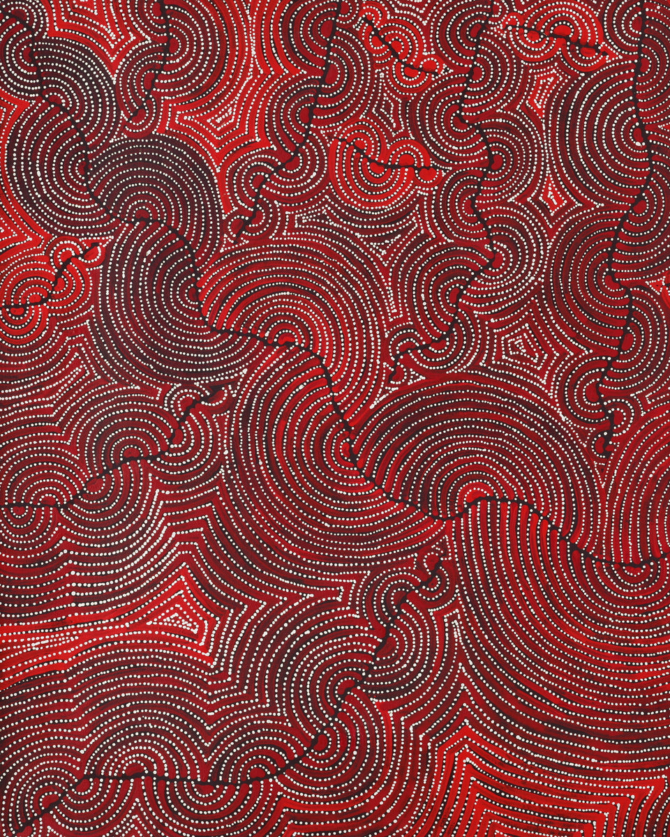 Aboriginal Artwork by Christine Nakamarra Curtis, Mina Mina Jukurrpa, 122x76cm