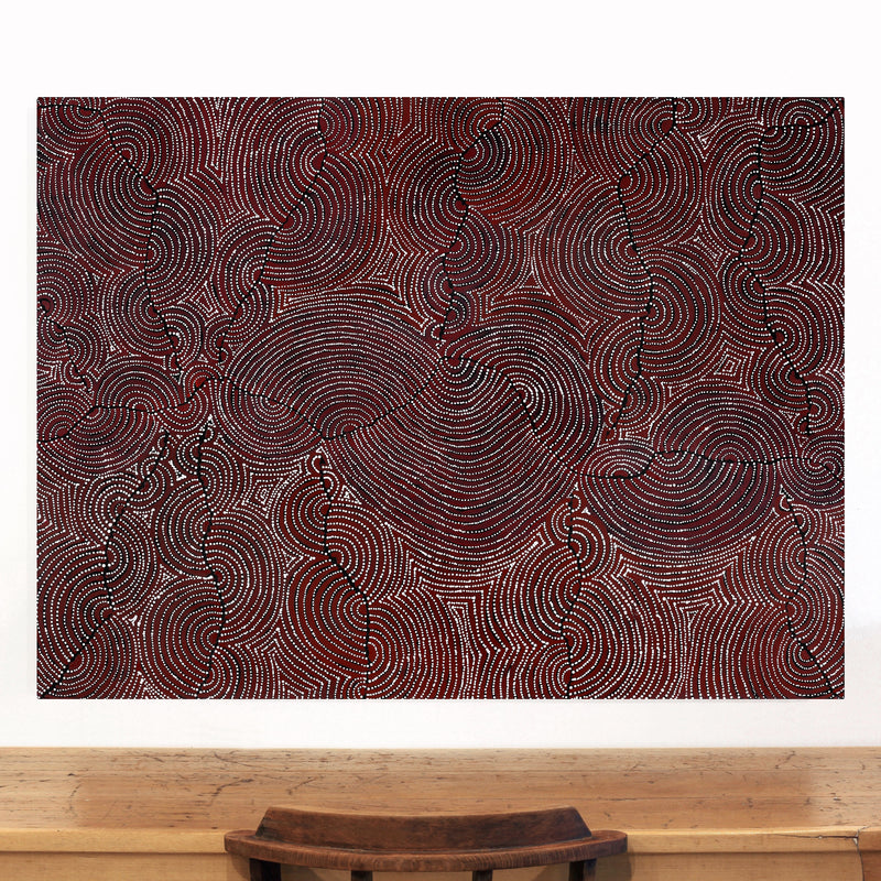 Aboriginal Artwork by Christine Nakamarra Curtis, Mina Mina Jukurrpa, 122x91cm