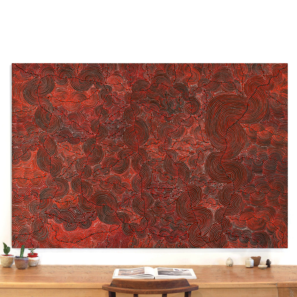 Aboriginal Artwork by Christine Nakamarra Curtis, Mina Mina Jukurrpa, 183x122cm