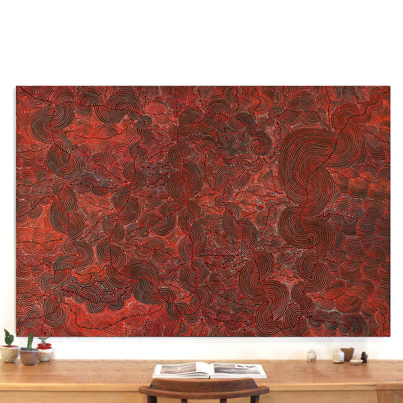 Aboriginal Artwork by Christine Nakamarra Curtis, Mina Mina Jukurrpa, 183x122cm