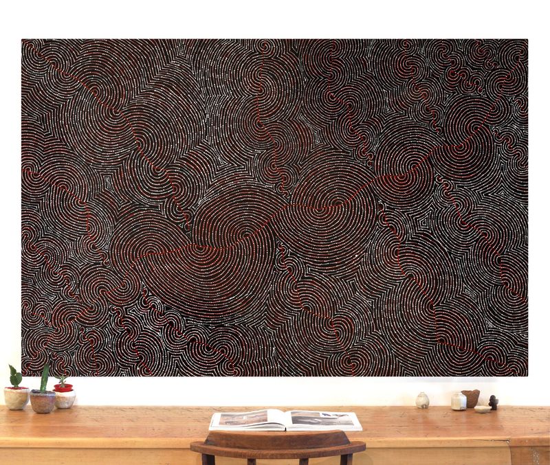 Aboriginal Artwork by Christine Nakamarra Curtis, Mina Mina Jukurrpa, 183x122cm