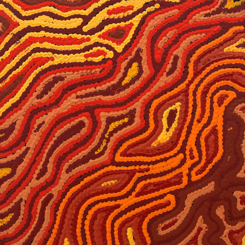 Aboriginal Artwork by Christine Nakamarra Curtis, Mina Mina Jukurrpa (Mina Mina Dreaming), 30x30cm
