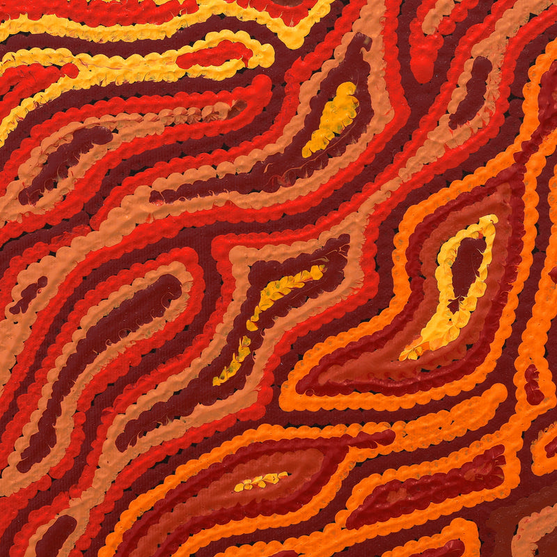 Aboriginal Artwork by Christine Nakamarra Curtis, Mina Mina Jukurrpa (Mina Mina Dreaming), 30x30cm