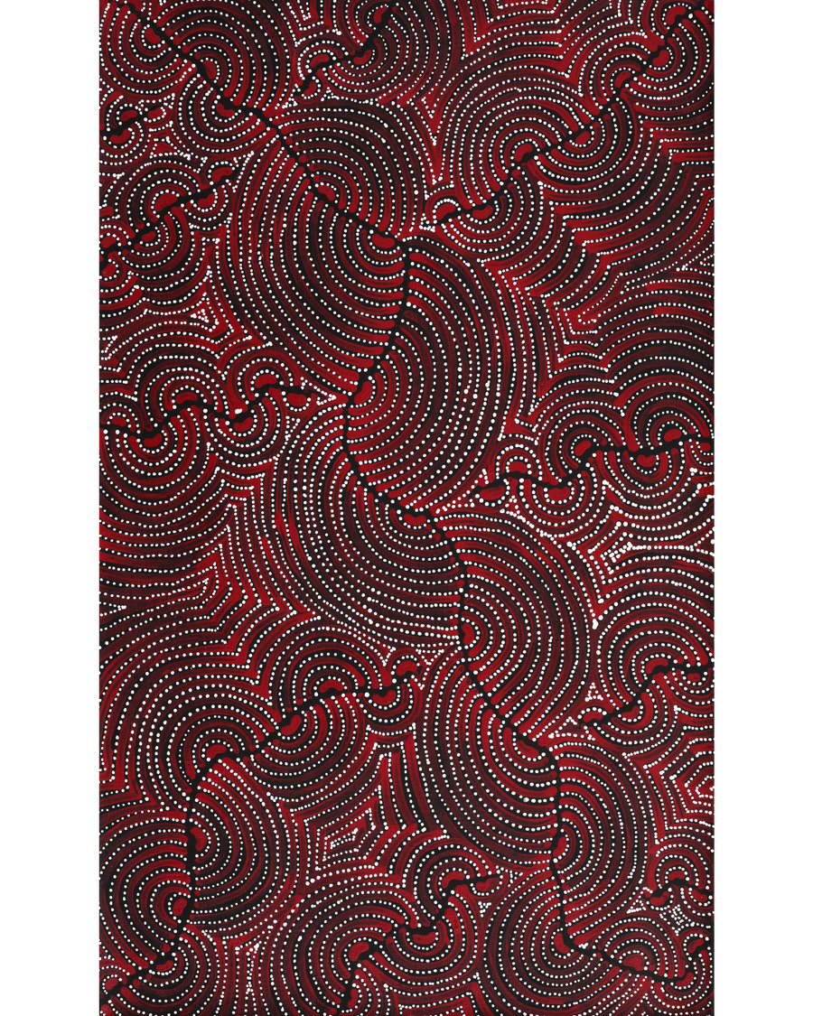 Aboriginal Artwork by Christine Nakamarra Curtis, Mina Mina Jukurrpa, 76x46cm