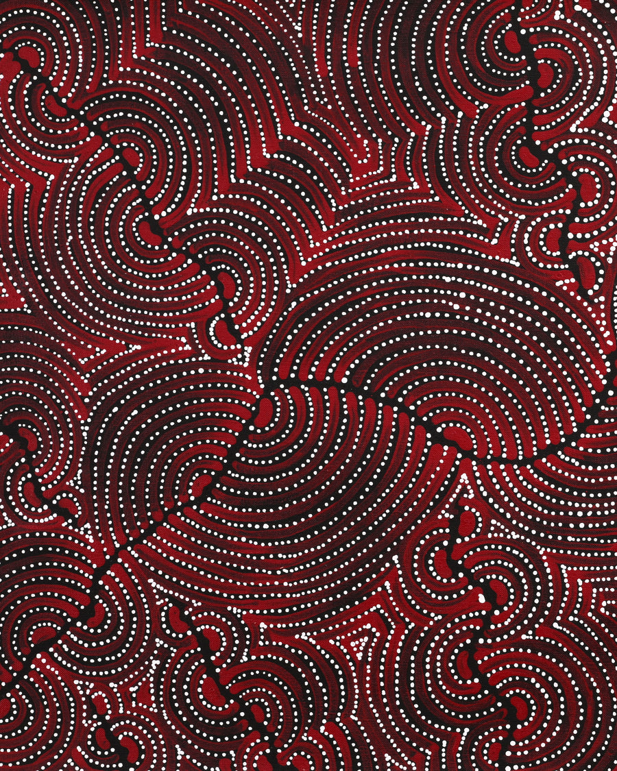 Aboriginal Artwork by Christine Nakamarra Curtis, Mina Mina Jukurrpa, 76x46cm