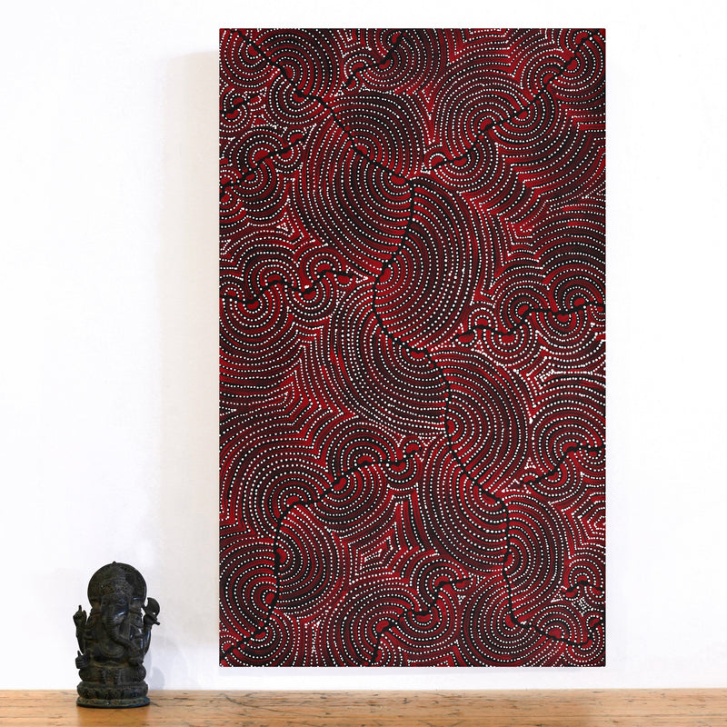 Aboriginal Artwork by Christine Nakamarra Curtis, Mina Mina Jukurrpa, 76x46cm